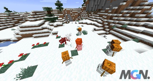 Snow Golem can be summoned by placing a carved pumpkin on two snow blocks