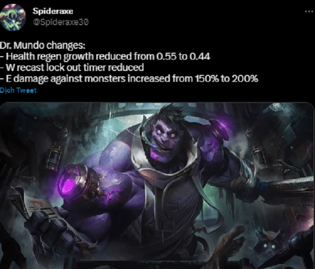 League of Legends Dr. Mundo suddenly received a buff in the Forest in version 13.6