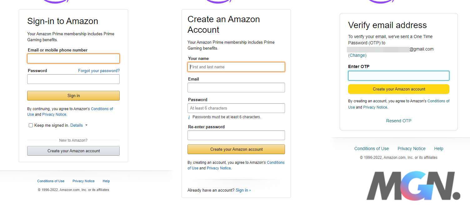 Sign up for an Amazon account
